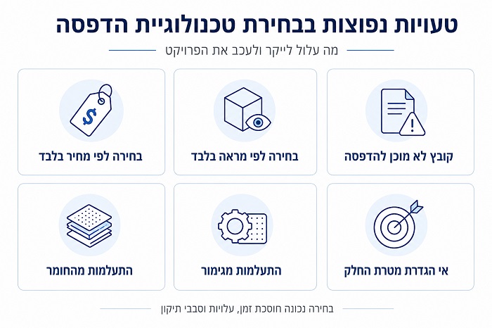 טעויות נפוצות בבחירת טכנולוגיית הדפסה טעויות נפוצות בבחירת טכנולוגיית הדפסה